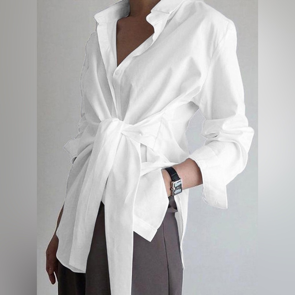 133 Button Down Tied Long Shirt